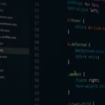 Close-up of colorful CSS code lines on a computer screen for web development.