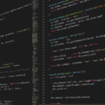Close-up view of programming code in a text editor on a computer screen.